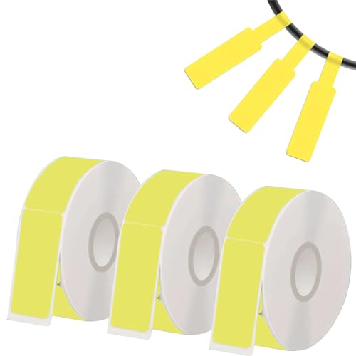 Etikett, thermisches Etikett, 7 mm x 12 mm x 109 mm, Etikett für Thermodrucker P15, 3 Rollen selbstklebende Etiketten, 65 Etiketten/Rolle (weiß, gelb, grün) von CLKE
