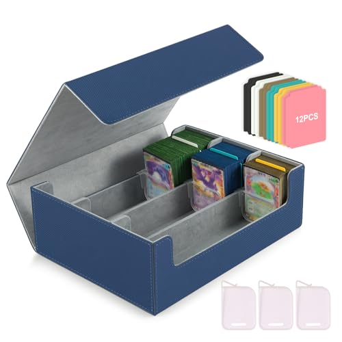 CLOKORIA Karten-Aufbewahrungsbox für Sammelkarten, 1800+ PU-Leder, Commander Kartendeck-Hülle mit 12 Trennwänden und 3 Unterstützern, Magnetverschluss, Kartenhalter passend für YuGiOh, MTG und CLOKORIA Karten-Aufbewahrungsbox für Sammelkarten, 1800+ PU-Leder, Commander Kartendeck-Hülle mit 12 Trennwänden und 3 Unterstützern, Magnetverschluss, Kartenhalter passend für YuGiOh, MTG und von CLOKORIA