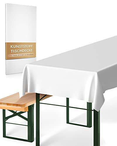 CLOUDANA (2 Stück Tischdecke weiß Kunststoff - Tischdecke Ostern - Tischdecke Frühling - Tischdecke Bierzeltgarnitur - Tischdecke Geburtstag von CLOUDANA