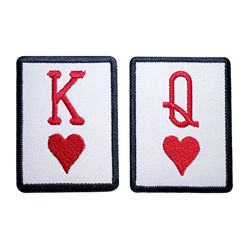 CLOVER INTER 2 Stück King and Queen of Heart Patches zum Aufbügeln auf Aufnäher für Jeans, Kleidung, Taschen, Jacken, Mützen CLOVER INTER 2 Stück King and Queen of Heart Patches zum Aufbügeln auf Aufnäher für Jeans, Kleidung, Taschen, Jacken, Mützen von CLOVER INTER