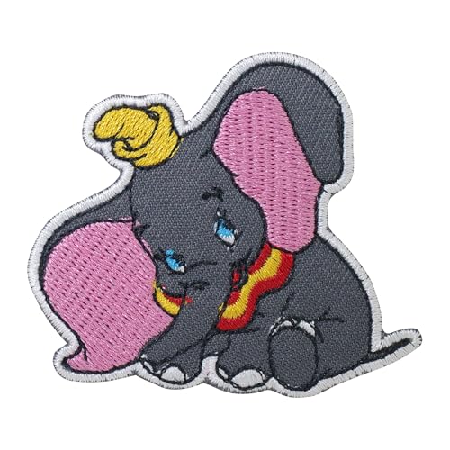 CLOVER INTER Dumbo Aufnäher zum Aufbügeln, 1 Stück, Irregular, Cartoon, Grau, Baumwolle-Polyester-Mischung, Aufnäher, Tier, FABRIC_APPLIQUE_PATCH, Iron-On, 7 cm x 7 cm, Kind, 27357870031 von CLOVER INTER
