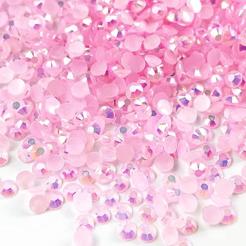 Harz-Strasssteine, rund, flache Rückseite, Gelee-Strasssteine für Bastelarbeiten, Gesicht, Make-up, Tassen (3 mm, hellrosa, AB), 3000 Stück von CLRDIVA