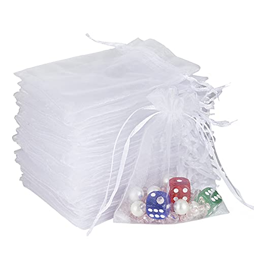 100 Stück Organzasäckchen Weiß 13x18 cm Organza Säckchen Organzabeutel Säckchen Geschenkbeutel Trauben Schutzbeutel mit Zugband Durchsichtig Schmuckbeutel für Party,Hochzeit,Weihnachten Geschenk von CLTPY