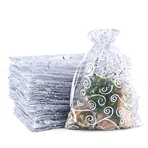 CLTPY 100 Stück Silber Organzasäckchen 13x18 cm Druck Schmuckbeutel Organzabeutel Geschenkbeutel Hochzeit Säckchen mit Kordelzug für Festival Geburtstag Party CLTPY 100 Stück Silber Organzasäckchen 13x18 cm Druck Schmuckbeutel Organzabeutel Geschenkbeutel Hochzeit Säckchen mit Kordelzug für Festival Geburtstag Party von CLTPY