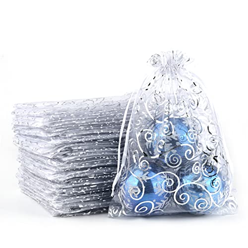CLTPY 100 Stück Silber Organzasäckchen 15x20 cm Druck Schmuckbeutel Organzabeutel Geschenkbeutel Hochzeit Säckchen mit Kordelzug für Festival Geburtstag Party CLTPY 100 Stück Silber Organzasäckchen 15x20 cm Druck Schmuckbeutel Organzabeutel Geschenkbeutel Hochzeit Säckchen mit Kordelzug für Festival Geburtstag Party von CLTPY
