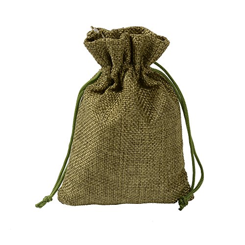 CLTPY Farbig Jutesäckchen Jute-beutel Jute-Sack 10 Stück 10x14cm/3,9x5,5in Geschenksäckchen Kordelzug Verpackung Tasche (Olive) von CLTPY