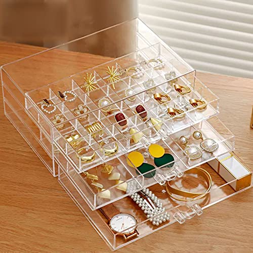 Schmuck-Aufbewahrungsbox mit 3 Schubladen, Ohrring-Aufbewahrungsbox, Schmuckschatulle, Schmuckdose, transparentes Acryl-Schmuckkästchen für Frauen und Mädchen Schmuck-Aufbewahrungsbox mit 3 Schubladen, Ohrring-Aufbewahrungsbox, Schmuckschatulle, Schmuckdose, transparentes Acryl-Schmuckkästchen für Frauen und Mädchen von CLUQMEIK