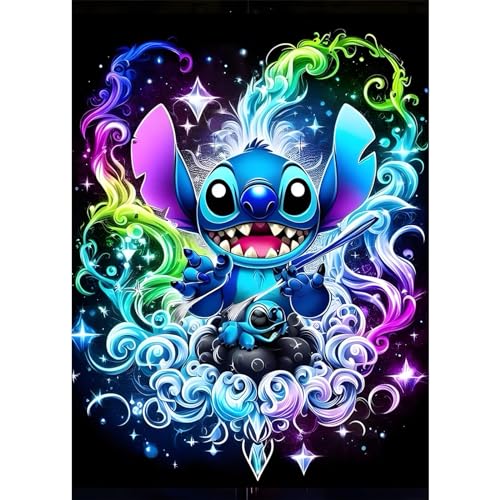 CLYCTIP DIY Diamond Painting, Stitch Diamond Art Painting Kits for Adults, Embroidery Pictures Arts Crafts for Beginner,Anime Set for Wall Decoration, 30 x 40 cm von CLYCTIP