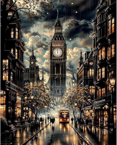 CLYCTIP diamond painting für erwachsene, Diamant Kits für Erwachsene Anfänger, City Landscape Diamant Kunst Kits für Home Wall Decor 30cm*40cm (black) von CLYCTIP