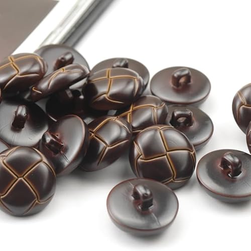 CLYDSA 10-100 Stück 15-25 mm runde Kunststoffknöpfe, Schwarze, braune Kunstlederknöpfe mit Fußballmuster, dekorative Knöpfe für Anzüge, Pullover, Mäntel von CLYDSA