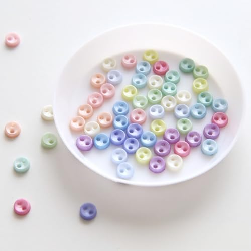 CLYDSA 100–500 Stück 5 mm runde Mini-Puppenknöpfe, Bunte Perlglanz-Harzknöpfe, Puppenkleidungsknöpfe, 2-Loch-Nähknöpfe, Bastelzubehör CLYDSA 100–500 Stück 5 mm runde Mini-Puppenknöpfe, Bunte Perlglanz-Harzknöpfe, Puppenkleidungsknöpfe, 2-Loch-Nähknöpfe, Bastelzubehör von CLYDSA