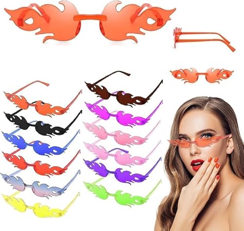 CLZEPHYR Flammen Sonnenbrille, 12 Flammen Brillen Randlose Bunte Brillen Flammen, Sonnenbrille Bunt, Lustige Sonnenbrille, Party Brille, Lustige Brille für Maskerade Party Dekoration CLZEPHYR Flammen Sonnenbrille, 12 Flammen Brillen Randlose Bunte Brillen Flammen, Sonnenbrille Bunt, Lustige Sonnenbrille, Party Brille, Lustige Brille für Maskerade Party Dekoration von CLZEPHYR