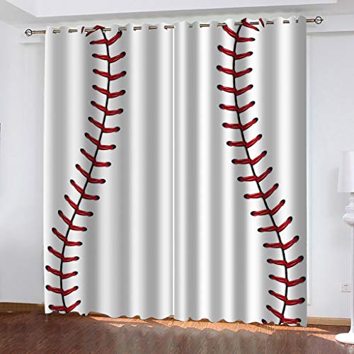 Vorhänge Kinderzimmer Blickdicht Ösenvorhang 2 Stücke H 230 x B 234 cm 3D Weißer Baseball-Aufdruck Muster Gardinen Mit Ösen Verdunkelungsvorhang Schlafzimmer Schallschutz Vorhang Vorhänge Kinderzimmer Blickdicht Ösenvorhang 2 Stücke H 230 x B 234 cm 3D Weißer Baseball-Aufdruck Muster Gardinen Mit Ösen Verdunkelungsvorhang Schlafzimmer Schallschutz Vorhang von CLZLH