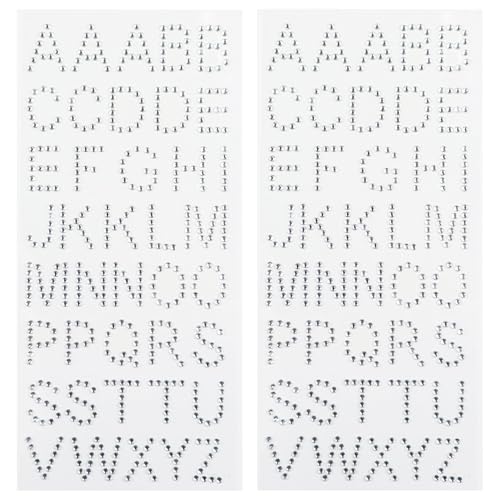 Selbstklebende Strass-Buchstaben-Aufkleber, 80 Stück, kleine Glitzer-Buchstaben-Aufkleber für Scrapbooking, Namensschild, Handyhülle und Notizbuch-Dekor, 2 Blatt Silber von CMBBZZY