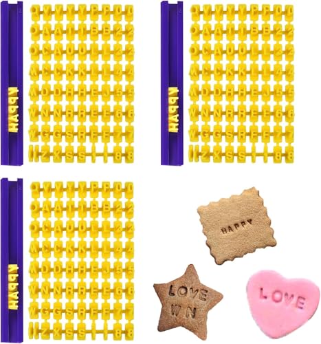 3 x Alphabet-Zahlen-Ausstechformen, Fondant-Buchstaben-Zahlen-Formen, Buchstabenstempel für Ton, Fondant, Zuckerguss, Kekspresse, Kuchendekorationswerkzeuge für Muttertag, Kindertag, Backen, Ton und von CMBXAQ