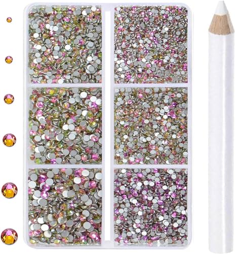CMBYN 7200 Stück, 6 verschiedene Größen, zum Aufkleben auf Glas-Strasssteinen, runde Kristall-Edelsteine, flache Rückseite, für DIY-Schmuckherstellung mit einem Picking-Stift (6 Größen, 7200 Stück CMBYN 7200 Stück, 6 verschiedene Größen, zum Aufkleben auf Glas-Strasssteinen, runde Kristall-Edelsteine, flache Rückseite, für DIY-Schmuckherstellung mit einem Picking-Stift (6 Größen, 7200 Stück von CMBYN