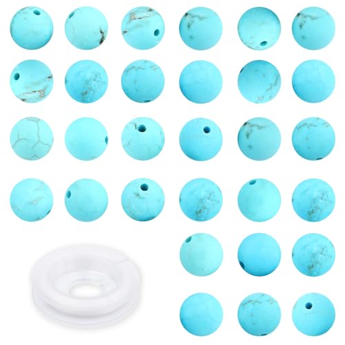 CMBYN Natürliche echte Steine, runde Abstandshalter zum Selbermachen, 6 mm, 200 Stück, Perlen, lose Edelstein-Lochgröße, 1 mm, glatte Perlen für Armbänder, Halsketten, Ohrringe (mattes Blau-Türkis, 6 CMBYN Natürliche echte Steine, runde Abstandshalter zum Selbermachen, 6 mm, 200 Stück, Perlen, lose Edelstein-Lochgröße, 1 mm, glatte Perlen für Armbänder, Halsketten, Ohrringe (mattes Blau-Türkis, 6 von CMBYN