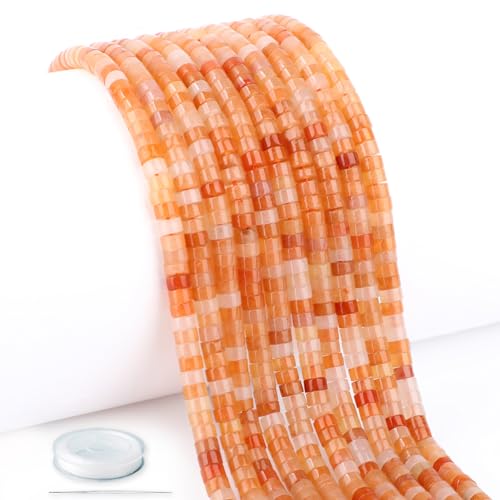 Heishi-Abstandshalter, natürlicher orangefarbener Aventurin, lose, Halbedelsteine, flach, rund, für Perlenstickerei, Schmuckherstellung, 4 x 2 mm, 39,4 cm Heishi-Abstandshalter, natürlicher orangefarbener Aventurin, lose, Halbedelsteine, flach, rund, für Perlenstickerei, Schmuckherstellung, 4 x 2 mm, 39,4 cm von CMBYN