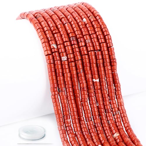 Heishi-Abstandshalter-Perlen, natürlicher roter Jaspis, lose, Halbedelstein, flach, rund, für Perlenstickerei, Schmuckherstellung, 4 x 2 mm, 39,4 cm Heishi-Abstandshalter-Perlen, natürlicher roter Jaspis, lose, Halbedelstein, flach, rund, für Perlenstickerei, Schmuckherstellung, 4 x 2 mm, 39,4 cm von CMBYN
