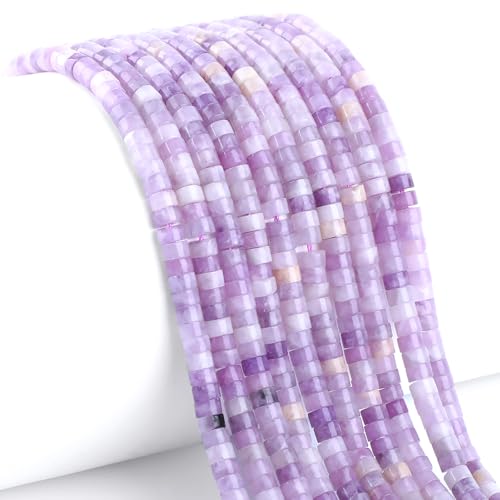 Heishi-Abstandshalter aus natürlichem Lepidolith, lose, Halbedelsteine, flach, rund, für Perlenstickerei, Schmuckherstellung, 4 x 2 mm, 39,4 cm Heishi-Abstandshalter aus natürlichem Lepidolith, lose, Halbedelsteine, flach, rund, für Perlenstickerei, Schmuckherstellung, 4 x 2 mm, 39,4 cm von CMBYN