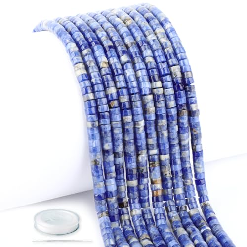Heishi-Abstandshalter aus natürlichem blauem Sodalith, lose, Halbedelsteine, flach, rund, für Perlenstickerei, Schmuckherstellung, 4 x 2 mm, 39,4 cm Heishi-Abstandshalter aus natürlichem blauem Sodalith, lose, Halbedelsteine, flach, rund, für Perlenstickerei, Schmuckherstellung, 4 x 2 mm, 39,4 cm von CMBYN