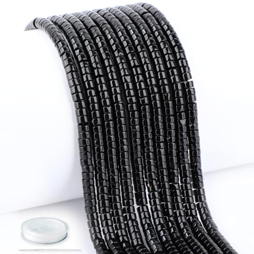 Heishi-Abstandshalter aus natürlichem schwarzem Obsidian, lose Halbedelsteine, flach, rund, für Perlenstickerei, Schmuckherstellung, 4 x 2 mm, 39,4 cm Heishi-Abstandshalter aus natürlichem schwarzem Obsidian, lose Halbedelsteine, flach, rund, für Perlenstickerei, Schmuckherstellung, 4 x 2 mm, 39,4 cm von CMBYN