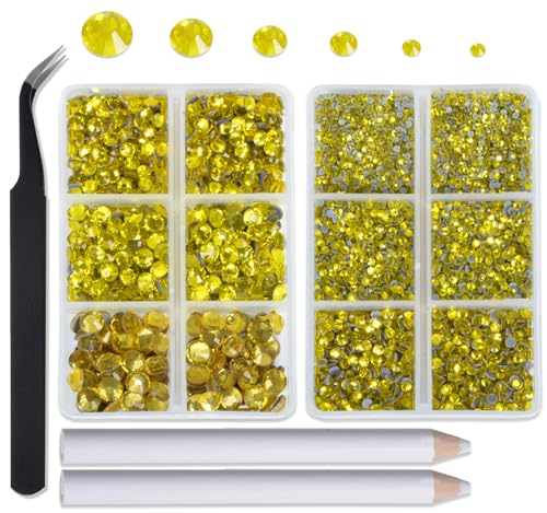 Hotfix-Strasssteine mit flacher Rückseite, Strasssteine zum Basteln, Kleidung, gemischt, 6 Größen, Hotfix-Kristalle mit Wachsstift-Set, SS4-SS30, Citrin, 8000 Stück Hotfix-Strasssteine mit flacher Rückseite, Strasssteine zum Basteln, Kleidung, gemischt, 6 Größen, Hotfix-Kristalle mit Wachsstift-Set, SS4-SS30, Citrin, 8000 Stück von CMBYN