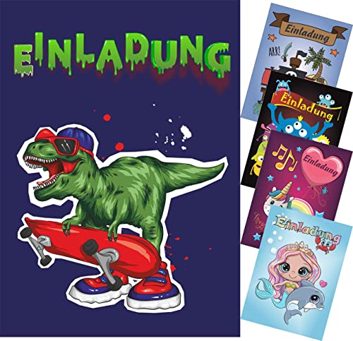 CMC imports 6 er Set Kinder Geburtstag Einladungskarten für Jungen & Mädchen verschiedene Motive Einladung Kindergeburtstag! (Dinosaurier) von CMC imports