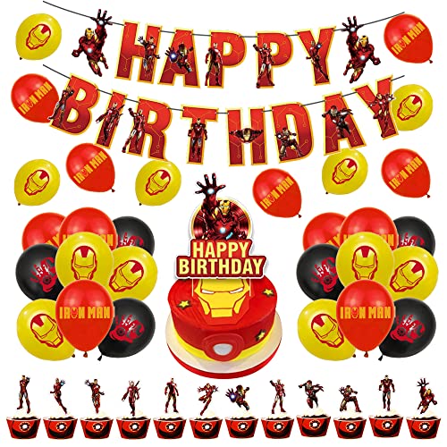 Deko Geburtstag Iron Man Geburtstag Deko Iron Man Luftballons Man Luftballons Man Party Avengers Geburtstagsdeko Superhelden Girlande Rächer Kuchendeckel von CMDXBD