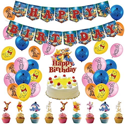 Deko Geburtstag Winnie the Pooh Geburtstag Deko Winnie the Pooh Luftballons Winnie the Pooh Geburtstag Luftballons Winnie the Pooh Party Deko Winnie the Pooh Geburtstagsdeko Girlande Kuchendeckel von CMDXBD