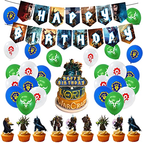 Deko Geburtstag World of Warcraft Geburtstag Deko Spiel Luftballons Videospiel Geburtstag Luftballons World of Warcraft Party Deko Spiel Geburtstagsdeko Videospiel Geburtstag Girlande Kuchendeckel von CMDXBD
