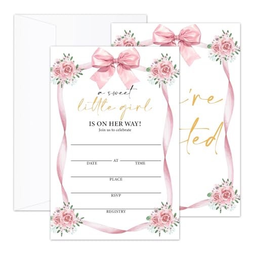 Einladungskarten zur Babyparty, mit Umschlägen, geschlechtsneutral, für Jungen und Mädchen, rosa Blumenmuster, doppelseitig, zum Ausfüllen der leeren Einladungen/03 Einladungskarten zur Babyparty, mit Umschlägen, geschlechtsneutral, für Jungen und Mädchen, rosa Blumenmuster, doppelseitig, zum Ausfüllen der leeren Einladungen/03 von CMHIE