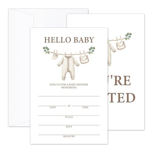 Hello Babyparty-Einladungskarten mit Umschlägen, Babyparty-Einladungen, geschlechtsneutral, für Jungen und Mädchen, minimalistisch, doppelseitig, zum Ausfüllen der leeren Einladungen/11 Hello Babyparty-Einladungskarten mit Umschlägen, Babyparty-Einladungen, geschlechtsneutral, für Jungen und Mädchen, minimalistisch, doppelseitig, zum Ausfüllen der leeren Einladungen/11 von CMHIE