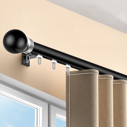 Wandmontage Gardinenstangen Set, 70 Bis 600cm Vorhangstange Für Outdoor Wetterfest Ideal Für Privatsphäre In Offenen Räumen, Dekoratives Deckenschiene(Black,2.62FT/80CM) von CMJYMX