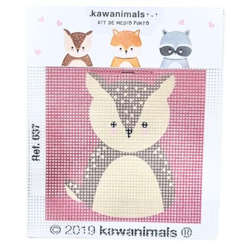 COMERCIAL MERCERA, Anfänger Stickerei Set, Kreuzstich Set für Kinder, Kawanimals, Zum Erstellen Ihrer Leinwand Cross Stitch Kit, Es macht Spaß, dass Kinder Kreuzstich lernen, 18x15 Cm (Hirsche) von CMM COMERCIAL MERCERA