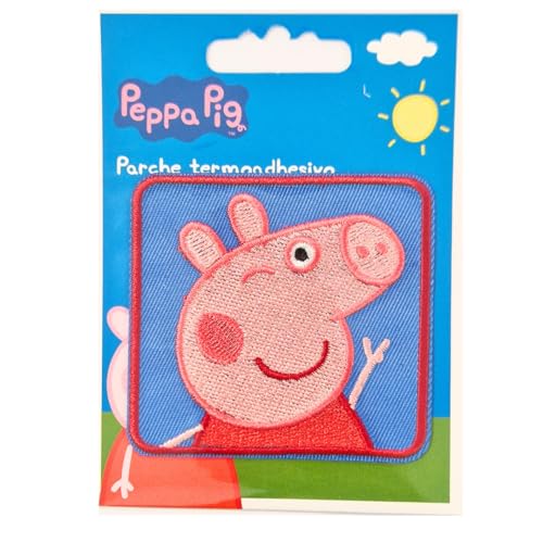 COMERCIAL MERCERA, Aufnäher Patches, Peppa Wutz, Aufnäher Ideal für Mützen, Jacken, T-Shirts oder Schultaschen, 100% Polyester (Glückliche Peppa Wutz) von CMM COMERCIAL MERCERA