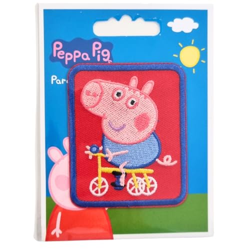 COMERCIAL MERCERA, Aufnäher Patches, Peppa Wutz, Aufnäher Ideal für Mützen, Jacken, T-Shirts oder Schultaschen, 100% Polyester (Peppa Wutz Fahrrad) von CMM COMERCIAL MERCERA