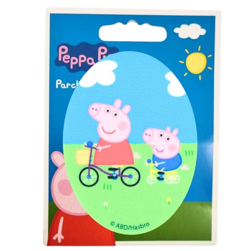 COMERCIAL MERCERA, Aufnäher Patches, Peppa Wutz, Knieflicken, Ideal zum Reparieren von Hosen und Jacken, Gedruckt, 100% Polyester (Peppa Wutz Fahrrad) von CMM COMERCIAL MERCERA