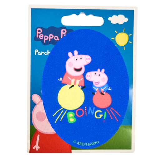 COMERCIAL MERCERA, Aufnäher Patches, Peppa Wutz, Knieflicken, Ideal zum Reparieren von Hosen und Jacken, Gedruckt, 100% Polyester (Springende Peppa Wutz) von CMM COMERCIAL MERCERA