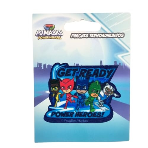 COMERCIAL MERCERA, Aufnäher Patches, Pj Mask, Pyjamahelden, Aufnäher Ideal für Mützen, Jacken, T-Shirts oder Schultaschen, 100% Polyester (Bedruckter, Power Heroes) von CMM COMERCIAL MERCERA