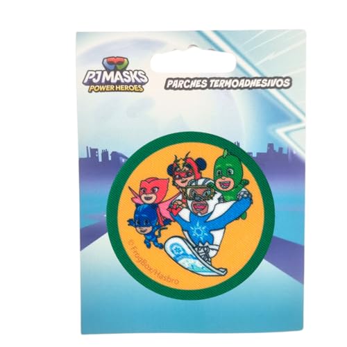 COMERCIAL MERCERA, Aufnäher Patches, Pj Mask, Pyjamahelden, Aufnäher Ideal für Mützen, Jacken, T-Shirts oder Schultaschen, 100% Polyester (Bedruckter, Power Heroes 2) von CMM COMERCIAL MERCERA