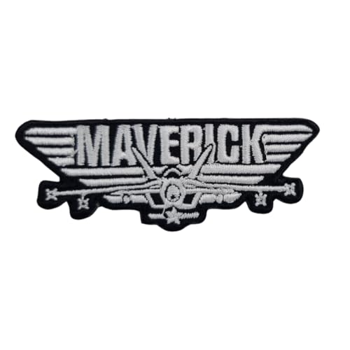 COMERCIAL MERCERA, Top Gun Aufnäher Patches, Originale, Aufnäher Ideal für Mützen, Jacken, T-Shirts oder Schultaschen, 100% Polyester (Maverick, XL Gestickter) von CMM COMERCIAL MERCERA