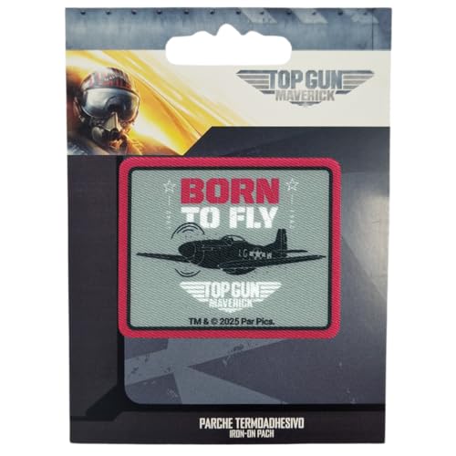 COMERCIAL MERCERA, Top Gun Aufnäher Patches, Originale, Aufnäher Ideal für Mützen, Jacken, T-Shirts oder Schultaschen, 100% Polyester (Geboren zum Fliegen, Bedruckter) von CMM COMERCIAL MERCERA