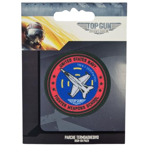 COMERCIAL MERCERA, Top Gun Aufnäher Patches, Originale, Aufnäher Ideal für Mützen, Jacken, T-Shirts oder Schultaschen, 100% Polyester (United States Navy Fighter School, Bedruckter) von CMM COMERCIAL MERCERA