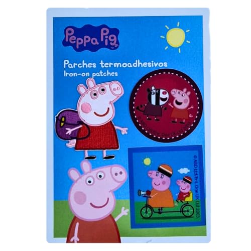 COMERCIAL MERCERA Bluey, Peppa Wutz, Skye Aufnäher für Kinder, (zur Auswahl), 3er Set Bügelflicken zum Aufbügeln, für Kleidung und Taschen, süße Motive von Lizenz (Peppa Wutz) von CMM COMERCIAL MERCERA