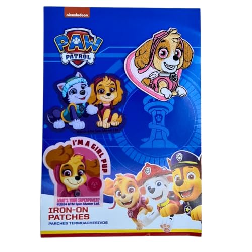 COMERCIAL MERCERA Bluey, Peppa Wutz, Skye Aufnäher für Kinder, (zur Auswahl), 3er Set Bügelflicken zum Aufbügeln, für Kleidung und Taschen, süße Motive von Lizenz (Skye Paw Patrol) von CMM COMERCIAL MERCERA