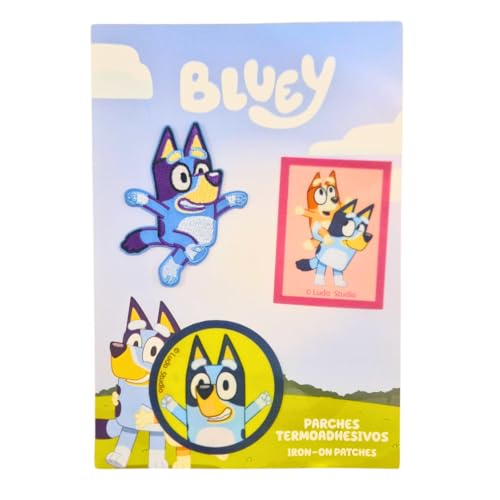 COMERCIAL MERCERA Bluey Aufnäher für Kinder, 3er Set Bügelflicken zum Aufbügeln, für Kleidung und Taschen, süße Motive von Bluey und Bingo von CMM COMERCIAL MERCERA