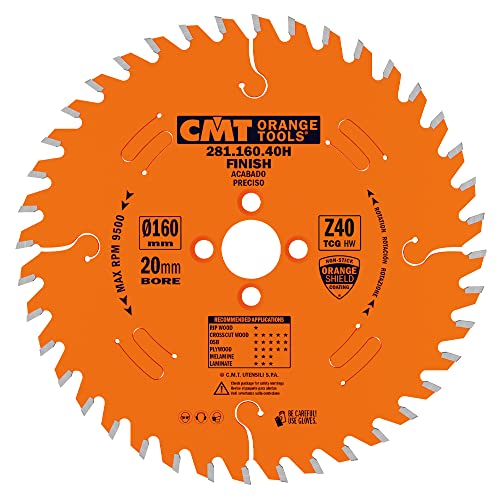 CMT Orange Tools 281.160.40H - Kreissägeblatt für Laminat und Spanholz HW 160x2.2/1.6x20+4/45 Z40 TCG 10pos CMT Orange Tools 281.160.40H - Kreissägeblatt für Laminat und Spanholz HW 160x2.2/1.6x20+4/45 Z40 TCG 10pos von CMT ORANGE TOOLS