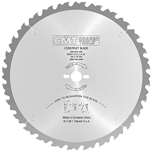 CMT Orange Tools 286.028.16M - Bau-Kreissägeblatt mit Begrenzer HW 400x3.2/2.2x30 Z28 5°ATB von CMT ORANGE TOOLS