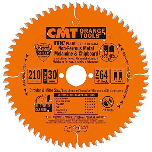 CMT ORANGE TOOLS 276.210.64M - KREISSÄGEBLAT FÜR ALUMINIUM HW 210X1.8/1.2X30+25 Z64 TCG NEG von CMT